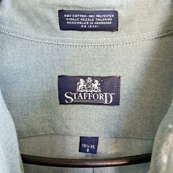 Men's Green Stafford Button Down Dress Shirt - Picture 5 of 8